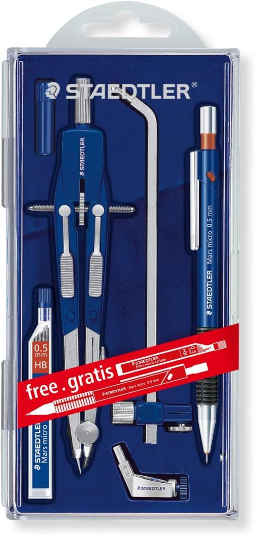 Estuche compas micrométrico mars quickbow 552 con alargadera + portaminas de regalo