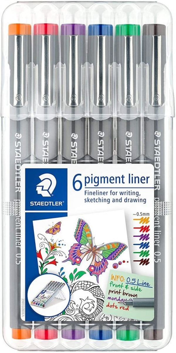 Estuche 6 rotuladores calibrados 0,5mm colores surtidos