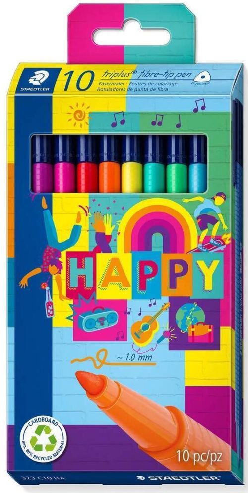 Estuche 10 rotuladores triplus 323 colores surtidos punta 1mm