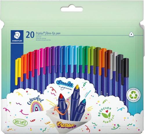 Estuche 20 rotuladores triplus 323 colores surtidos punta 1mm.