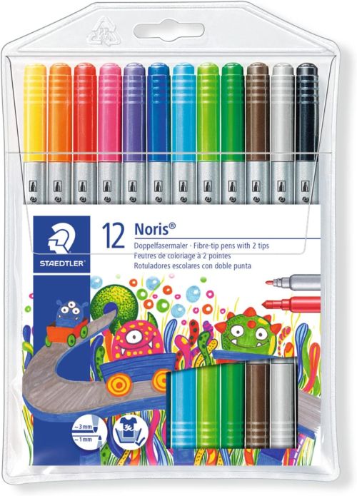 Estuche 12 rotuladores doble punta 3200 colores surtidos