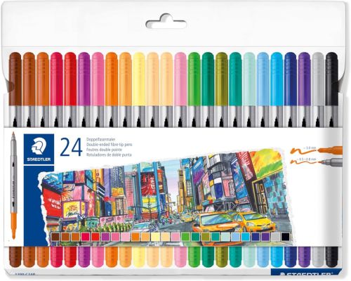 Estuche 24 rotuladores doble punta 3200 colores surtidos