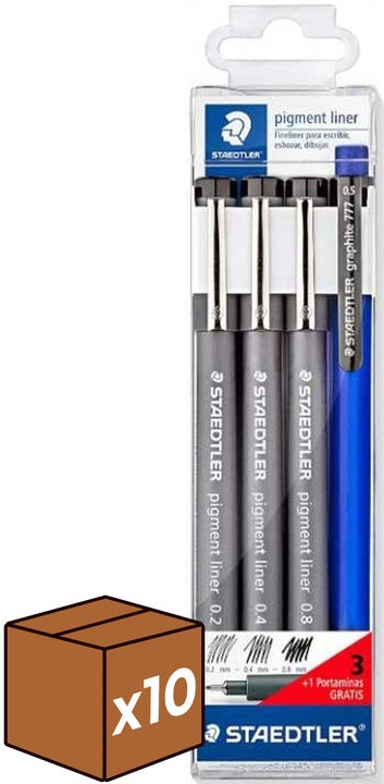(pack 10u.) estuche 3 rotuladores calibrados (0,2/0,4/0,8) portaminas de regalo