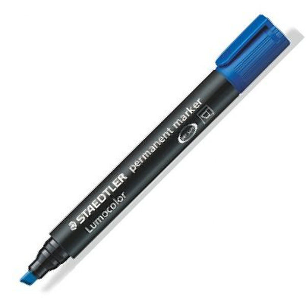 C/10 ROTULADOR LUMOCOLOR 350 AZUL PUNTA BISELADA