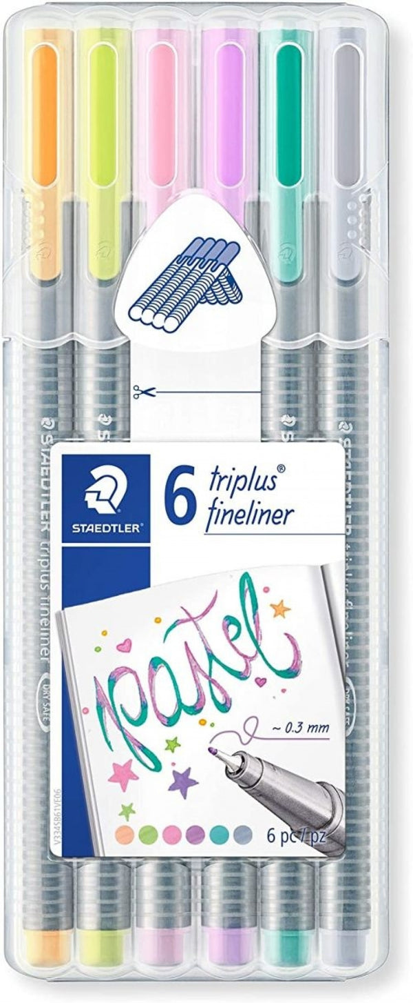 Estuche 6 rotuladores triplus fineliner 334 colores pastel