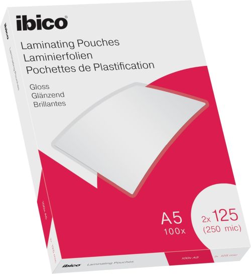 Pack 100 fundas plastificar a5 125 micras brillo ibico