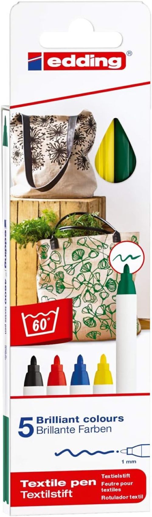 Estuche 5 rotulador edding 4600 textil colores surtidos