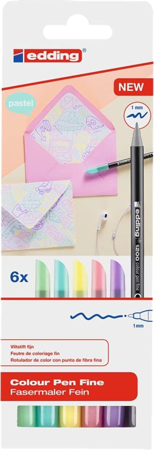 Estuche 6 rotulador edding 1200 surtido pastel punta de fibra