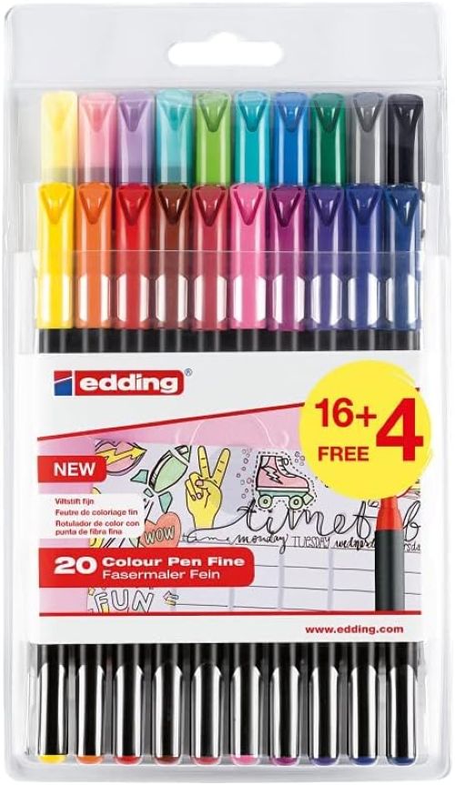 Estuche 20 rotulador edding 1200 surtido 16 colores clasicos + 4 pastel gratis