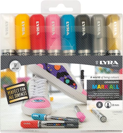 Estuche 8 rotuladores lyra graduate mark all 2mm colores surtidos