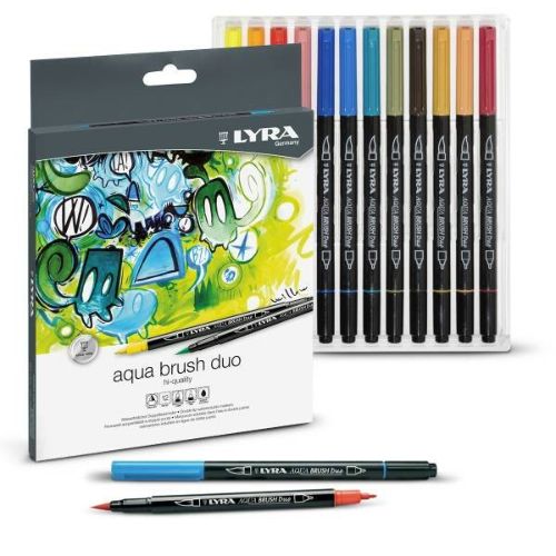 Estuche 12 rotuladores acuarelables lyra aqua brush duo colores surtidos