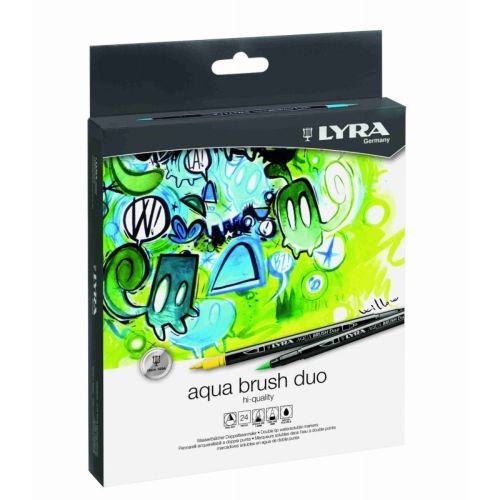 Estuche 24 rotuladores acuarelables lyra aqua brush duo colores surtidos