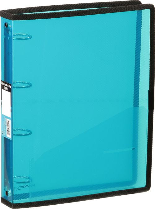 Carpeta a4 4 anillas 25mm color aguamarina polipropileno con ribete