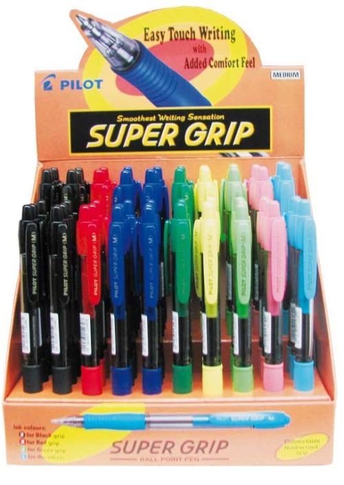 Expositor 60 boligrafos supergrip 1,0 mm. colores surtidos