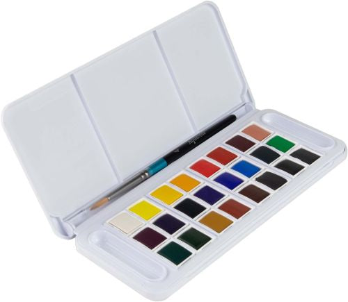 Estuche 24 pastillas de acuarela acuafine travel + pincel