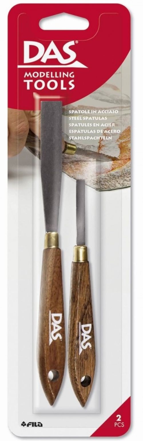 BLISTER 2 ESPATULAS DE METAL CON MANGO DE MADERA DAS