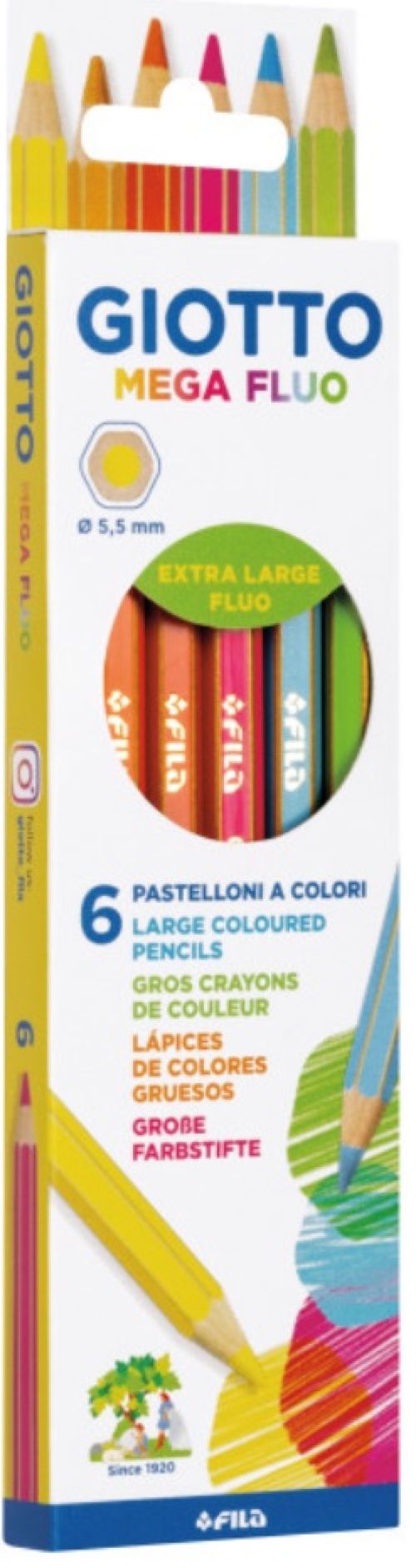 ESTUCHE 6 LAPICES DE COLORES GIOTTO MEGA FLUOR