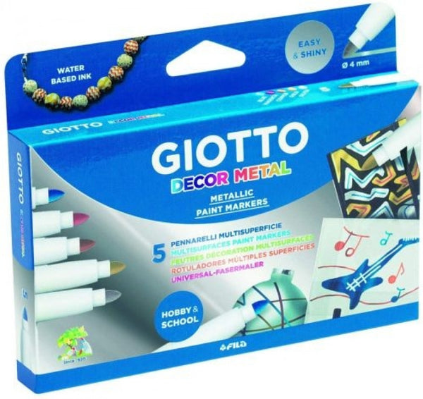 ESTUCHE 5 ROTULADORES GIOTTO DECOR METAL SURTIDOS