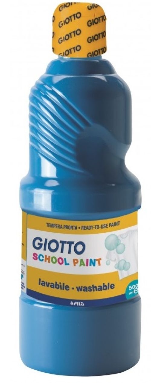 Bote témpera escolar Giotto 500ml azul cian
