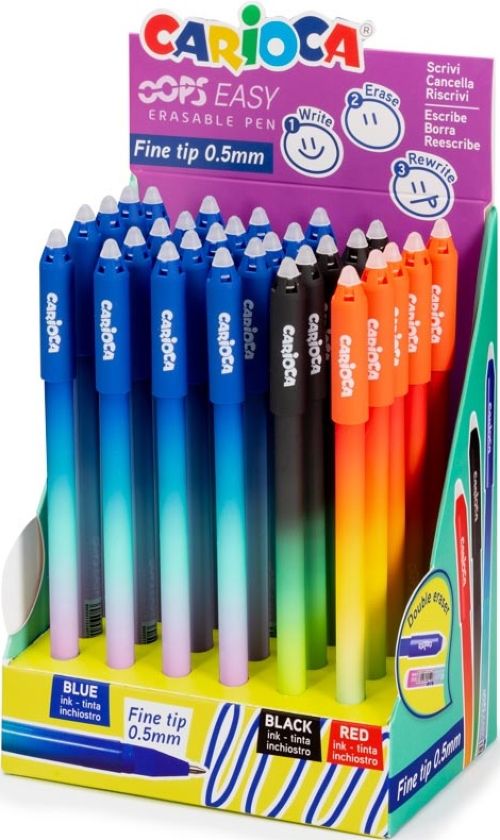 Exp 30 boligrafo borrable carioca oops 0,7mm colores surtidos