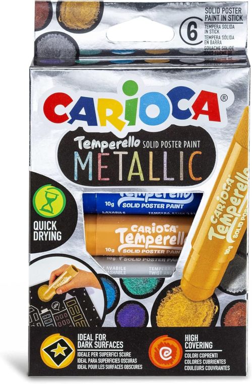 Estuche 6 colores tempera solida temperello metallic 10g