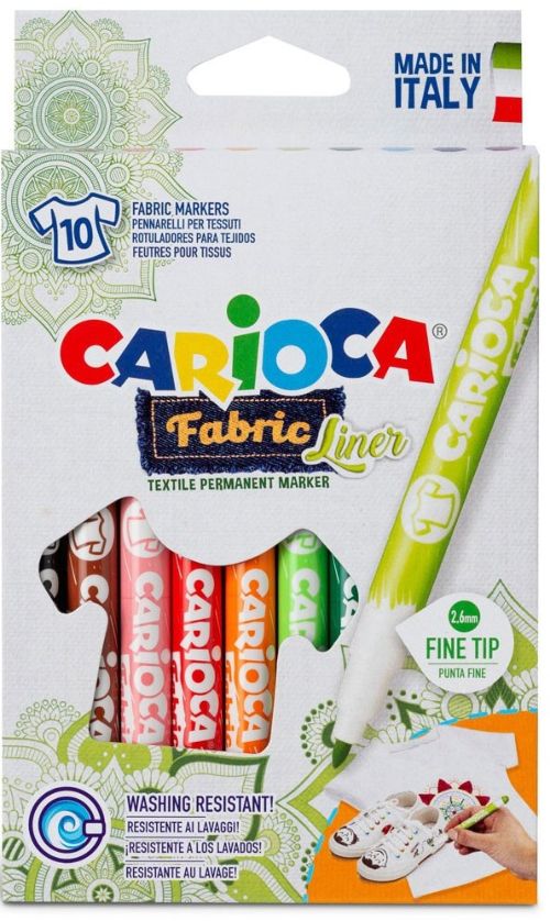 Estuche 10 rotuladores carioca fabric para tejido punta fina colores surtidos