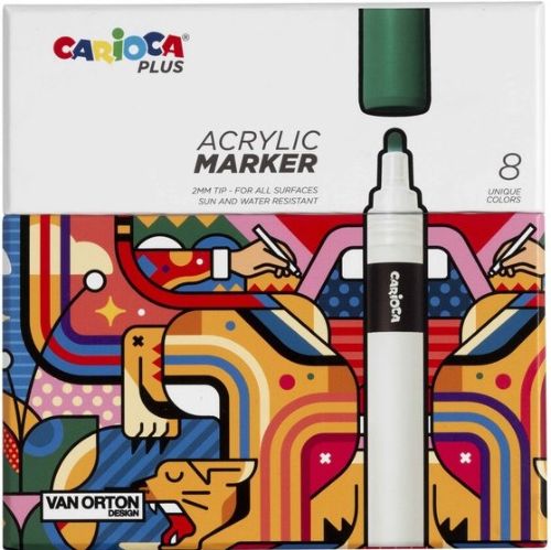 Estuche 8 rotuladores acrílicos carioca plus prisma colores surtidos