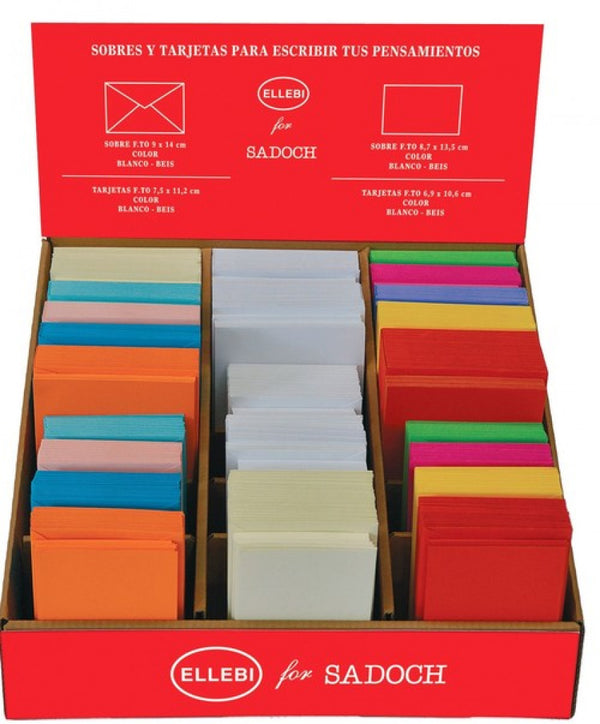 EXP 1500 TARJETAS Y SOBRES DE COLORES SURTIDOS 30X28X15CM