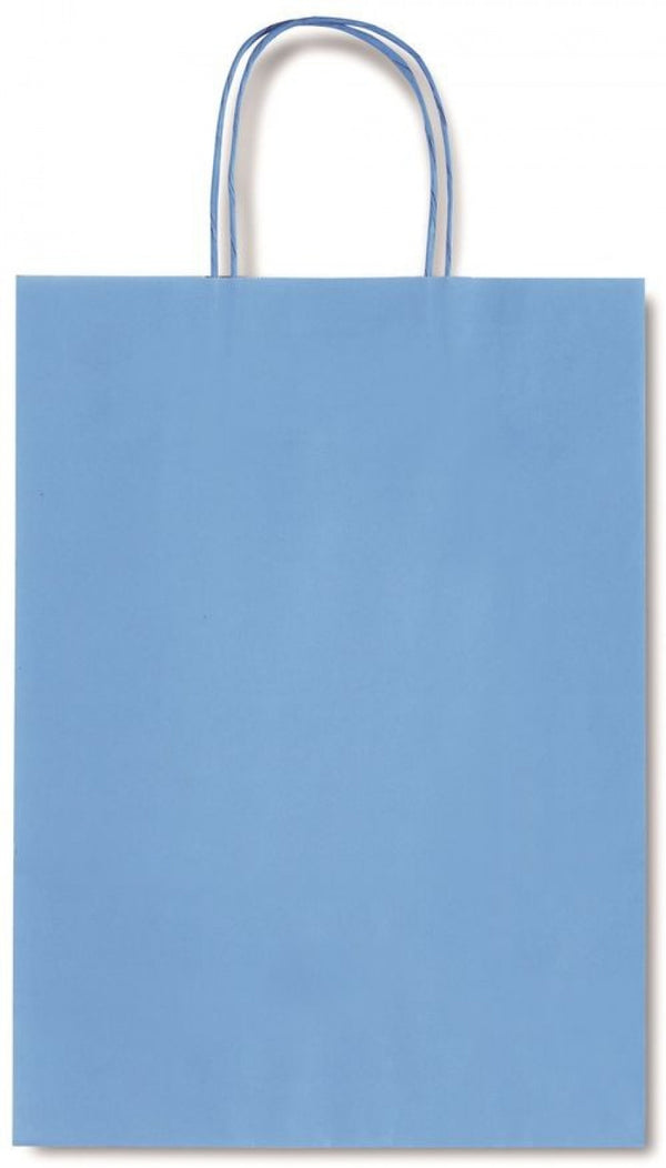 Paq/25 bolsas kraft allegra color azul claro 26x12x36cm