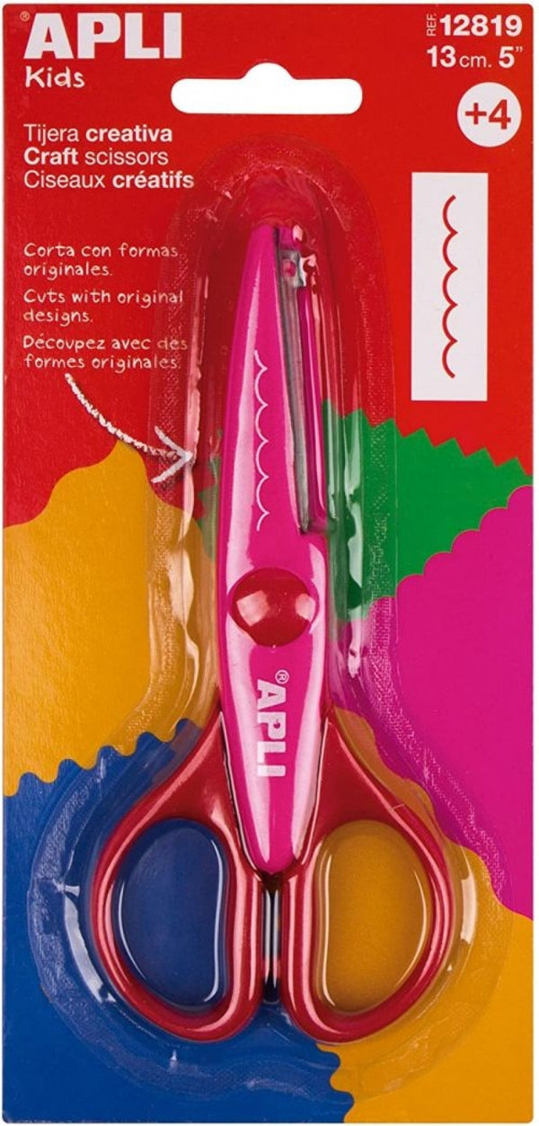 Blister tijera creativa dentada rosa 13cm