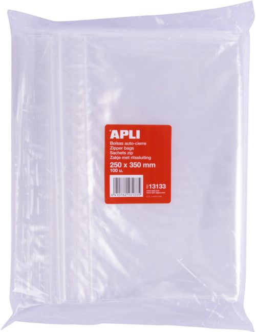 Paq/100 bolsas autocierre cremallera 250x350 mm zipper apli