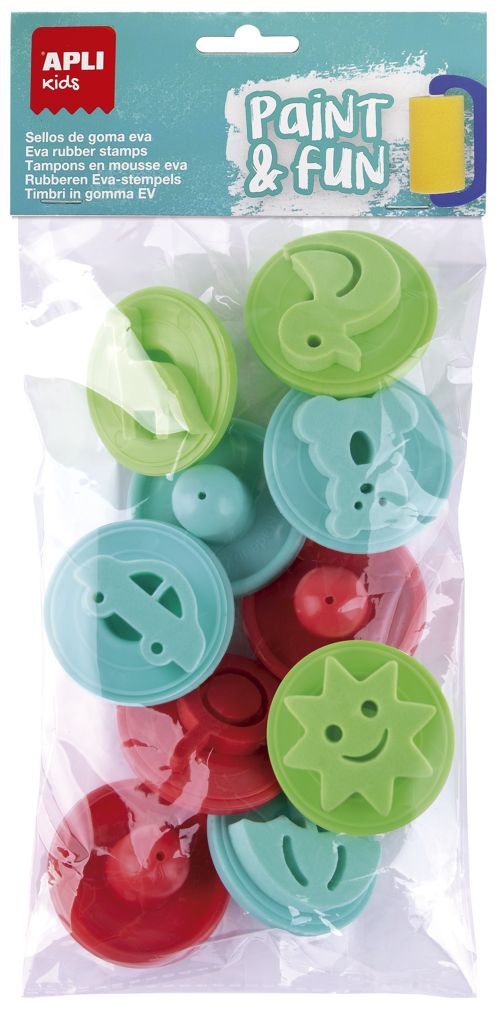 BOLSA 10 SELLOS GOMA EVA MANGO PLASTICO