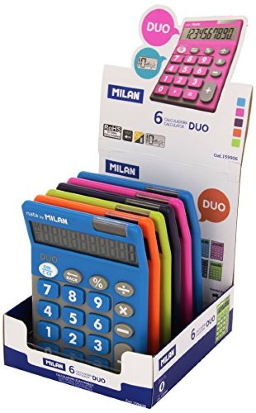 Exp 6 calculadoras touch duo 10 digitos milan colores surtidos