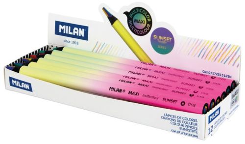 Expositor 12 lápices multicolor maxi redondos sunset