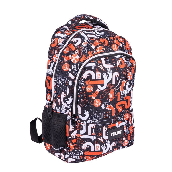 MOCHILA ESCOLAR DOBLE 21L SERIE FINGERS 45X30X12CM