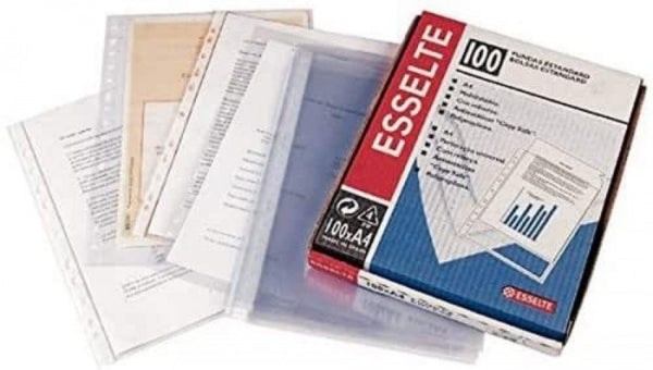 C/100 fundas portadocumentos a4 multitaladro pp 80 micras cristal con refuerzo