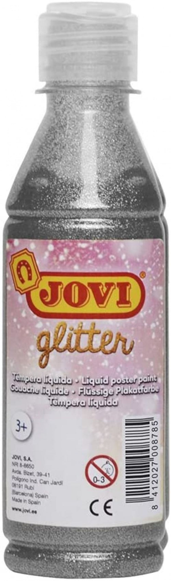 BOTE TEMPERA LIQUIDA GLITTER JOVI 250ML PLATA