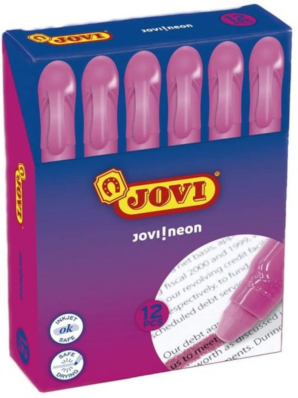 C/12 MARCADORES FLUORESCENTES CERA GEL ROSA