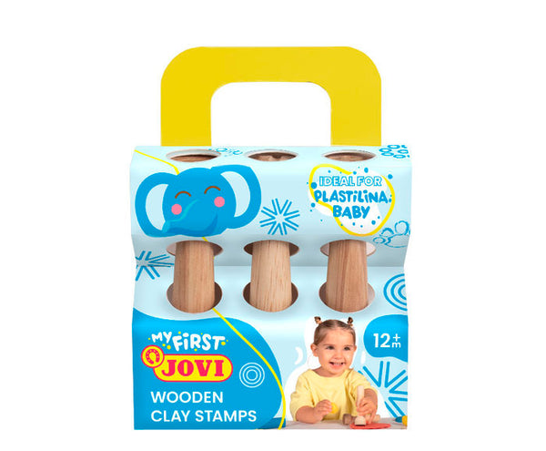 Estuche 3 sellos de madera diferentes texturas my first plastilina baby