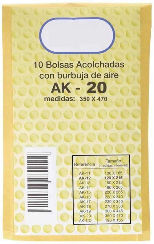 Paq/10 bolsa kraft acolchadas ak-20 350x470mm autoadhesivo sam