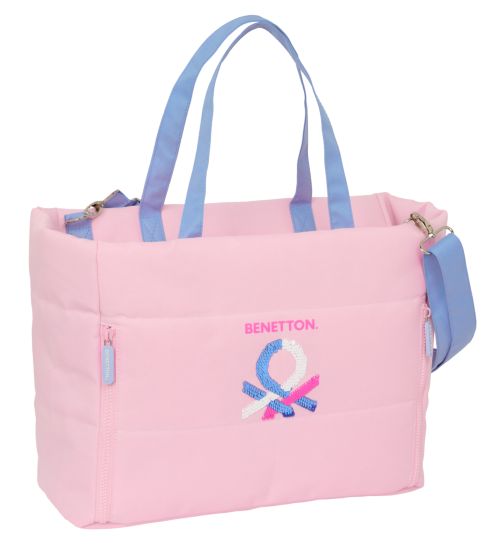 BOLSO CON BOLSILLO PARA PORTATIL 14,1'' BENETTON PINK 40x31x17cm