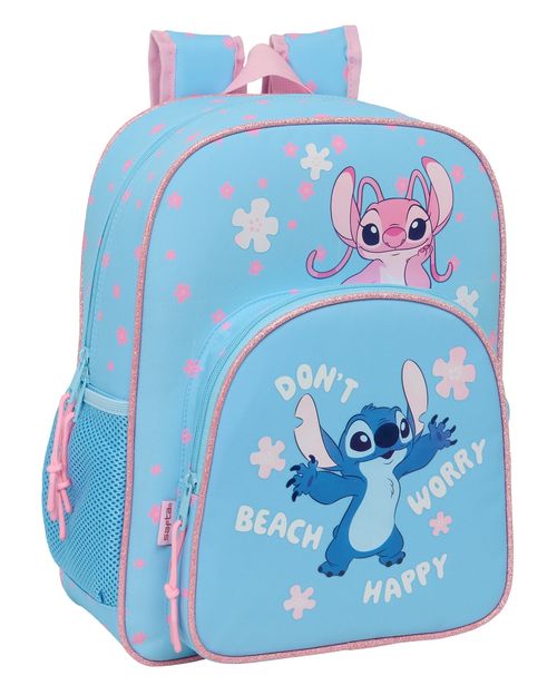 MOCHILA JUNIOR ADAPT.CARRO STITCH HAPPY 32x38x12cm