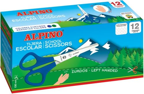 C/12 TIJERAS ESCOLARES 13CM ZURDOS ALPINO SCHOLL