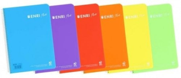 Paq/5 cuaderno espiral 4º 80h 90g. cuadr. 5x5 c/m enri plus tapa plastico