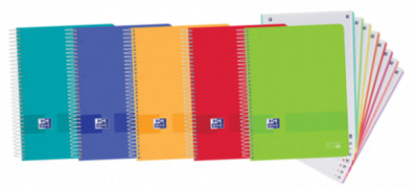 Paq/5 cuaderno espiral A4+ 160hojas 90g. cuadricula 5x5 ebook8 live&amp;go colores vivos