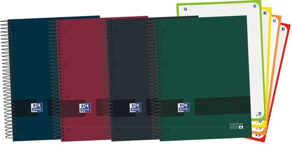 Paq/5 cuaderno espiral a5+ 120h 90g cuadrícula 5x5 microperforado oxford &amp;you clores neutros