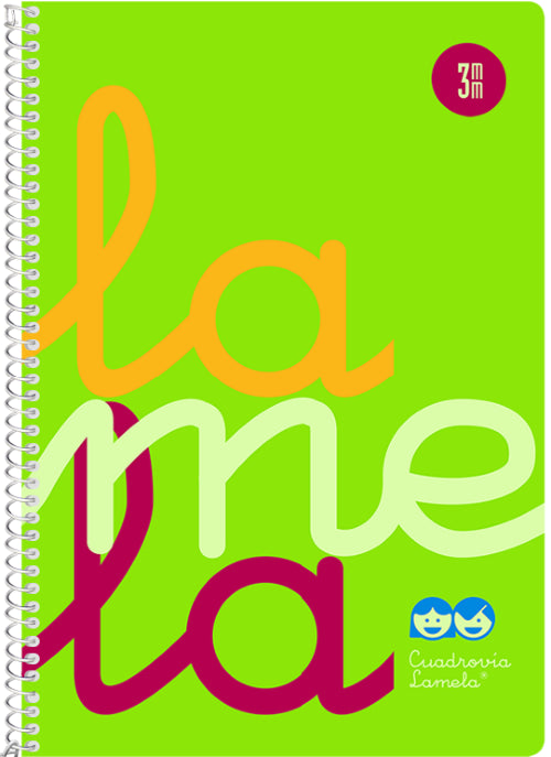 Cuaderno espiral 4º 80 hojas 90g 3mm verde cuadrovia polipropileno flúor