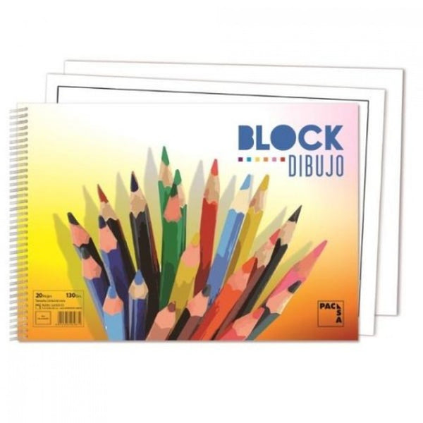 Block dibujo espiral 230x330mm 20h 130g. liso con recuadro