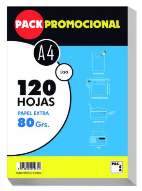 Paquete a4 120h 80g liso pacsa