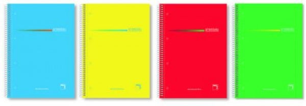 Paq/4 cuaderno espiral a4 160h. 70g. cuadrícula 5x5 + greca microperforado t. extradura